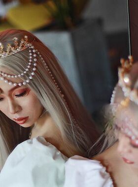 华丽风皇冠新娘珍珠花嫁圣母光环