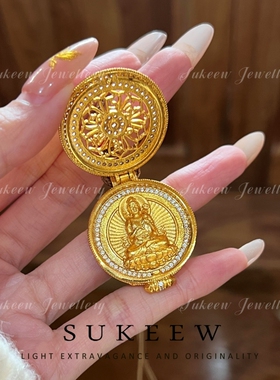 SUKEEW/酥可 新中式轻奢编织绳可开合莲花随身佛优雅吊坠项链女