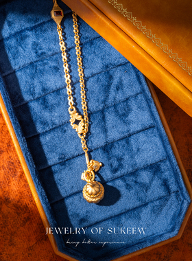 新中式小胖葫芦镶玉精致温柔项链