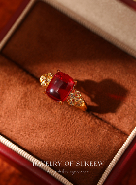 轻奢新中式红宝优雅戒指