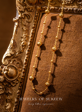 法式气质星星小球小众精致项链女