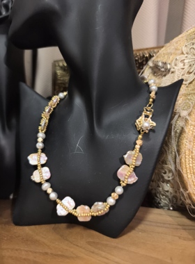 复古即时尚原创设计仙女粉紫色天然淡水珍珠项链甜美时尚轻奢