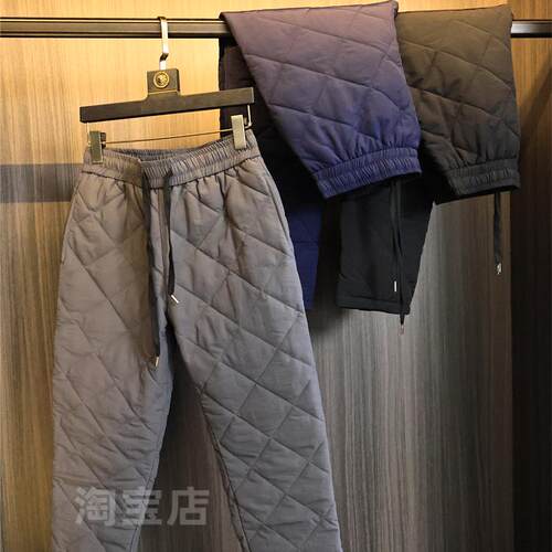 一条可过冬 梭织夹棉！秋冬男士纯色立体裁剪绗棉保暖休闲裤棉裤 - 图0