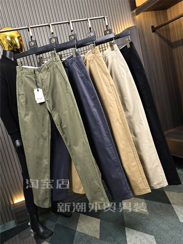 老美都在穿【全棉洗水纱卡】春夏男纯色薄款直筒工装裤伐木休闲裤 - 图0