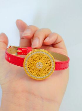 徽镶八宝罗盘手表手链 越南沙金古法复古男女款皮带表盘手饰