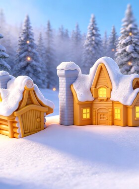 欧式圣诞雪景树脂车载桌面摆件