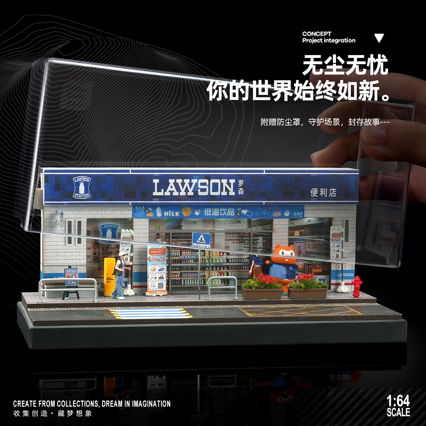 1:64罗森便利店711便利店适用minigt微缩场景模型车模展示盒礼物 - 图3