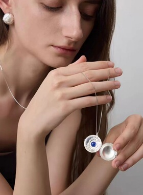 野百合双面浮雕项链女时髦个性