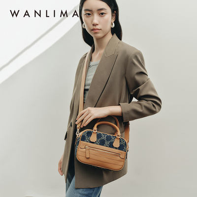 wanlima/万里马2023w 丹宁复古链条包个性个性牛仔花纹软包通用款女包