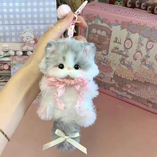 20mm兔毛扭扭棒猫咪挂件手工diy材料包钥匙扣包包挂件儿童妞妞棒 - 图1