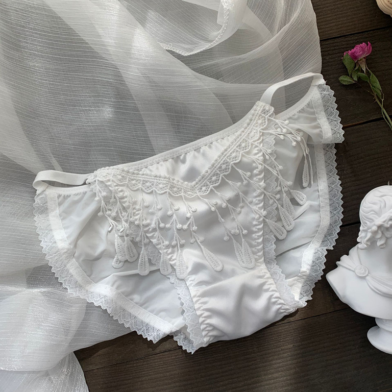 法式流苏灵动小心机性感冰丝低腰棉裆女内裤纯欲透气白色小仙女薄,淘宝优惠券,粉丝福利购,淘宝优惠卷