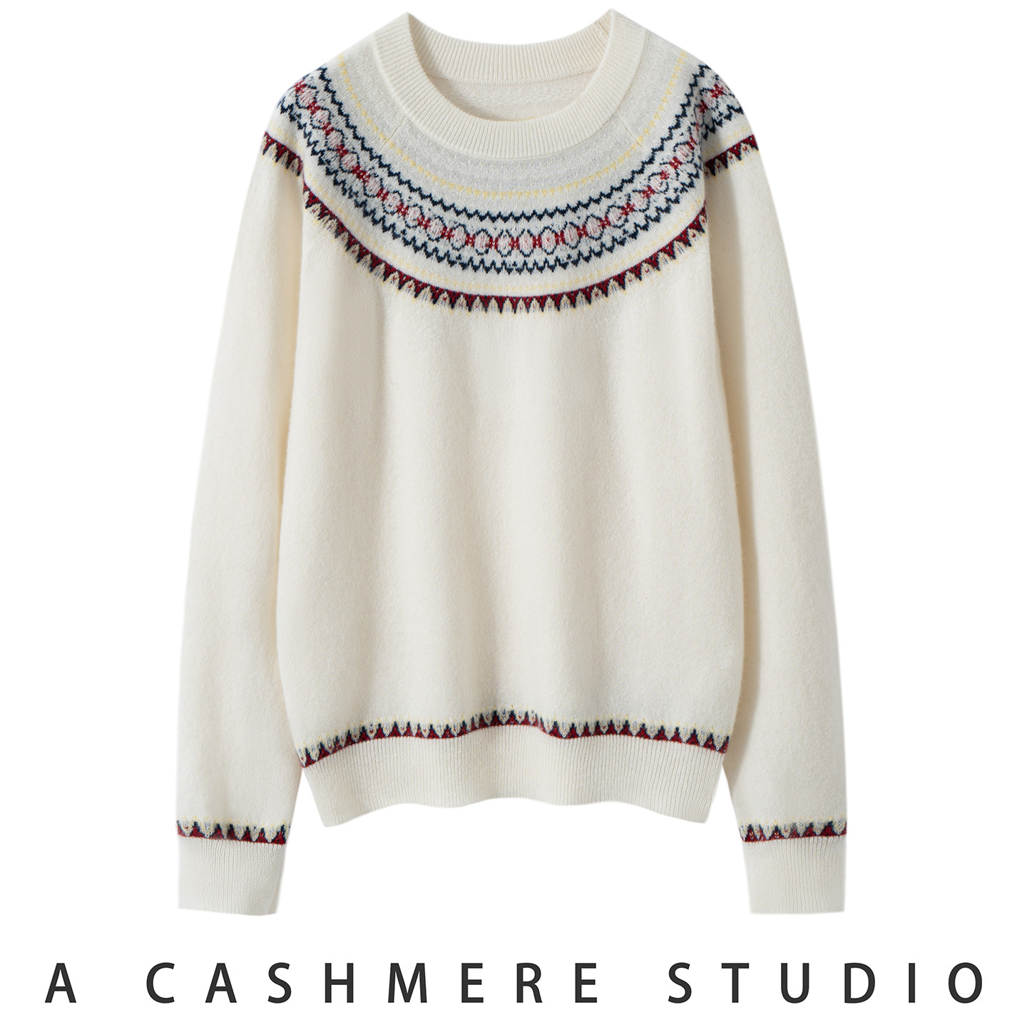 恒源祥冬季时髦洋气高级感显白黄色休闲风上衣女圆领提花针织毛衣,淘宝优惠券,粉丝福利购,淘宝优惠卷