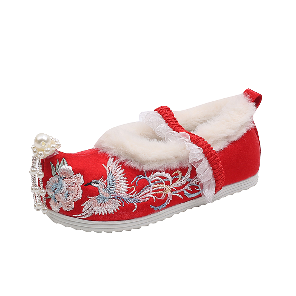 冬季新款加绒儿童汉服鞋子女童翘头绣花鞋宝宝唐装古风古装鞋棉鞋,淘宝优惠券,粉丝福利购,淘宝优惠卷