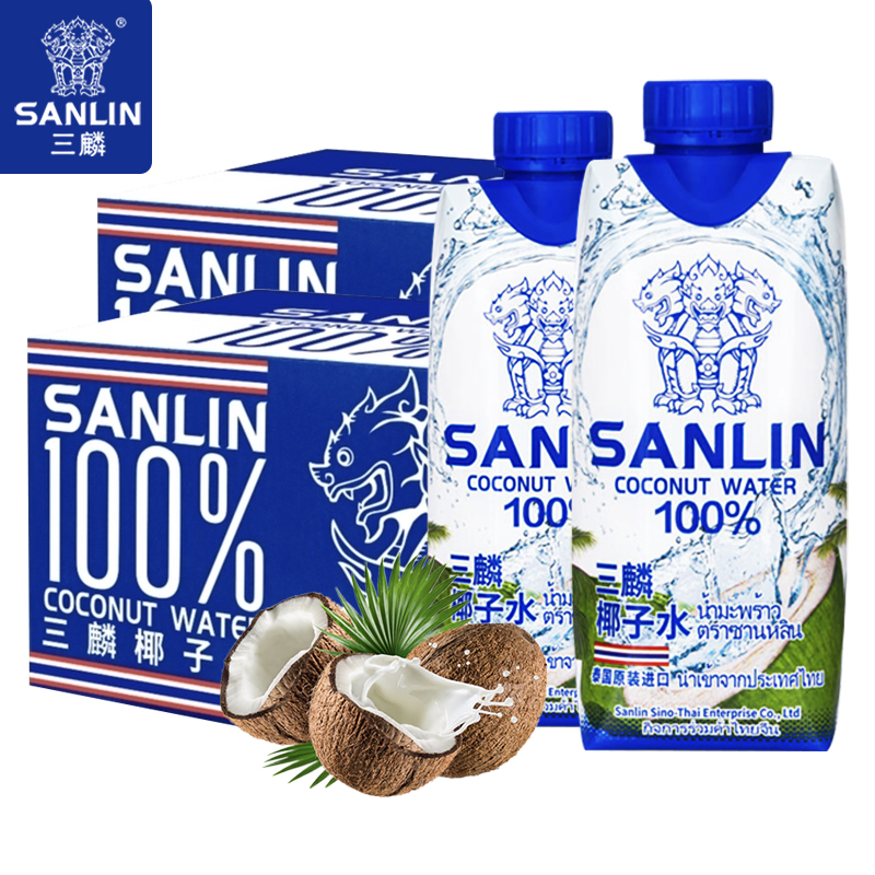 泰国进口SANLIN三麟椰子水24瓶装100%天然纯NFC饮料整箱含电解质 - 图3