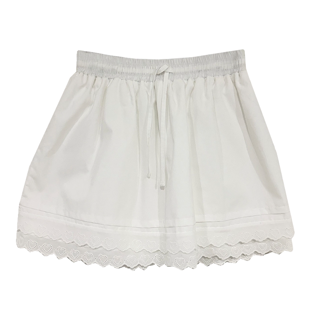 AKHG short skirt A-line Korean version of love embroidered skirt
