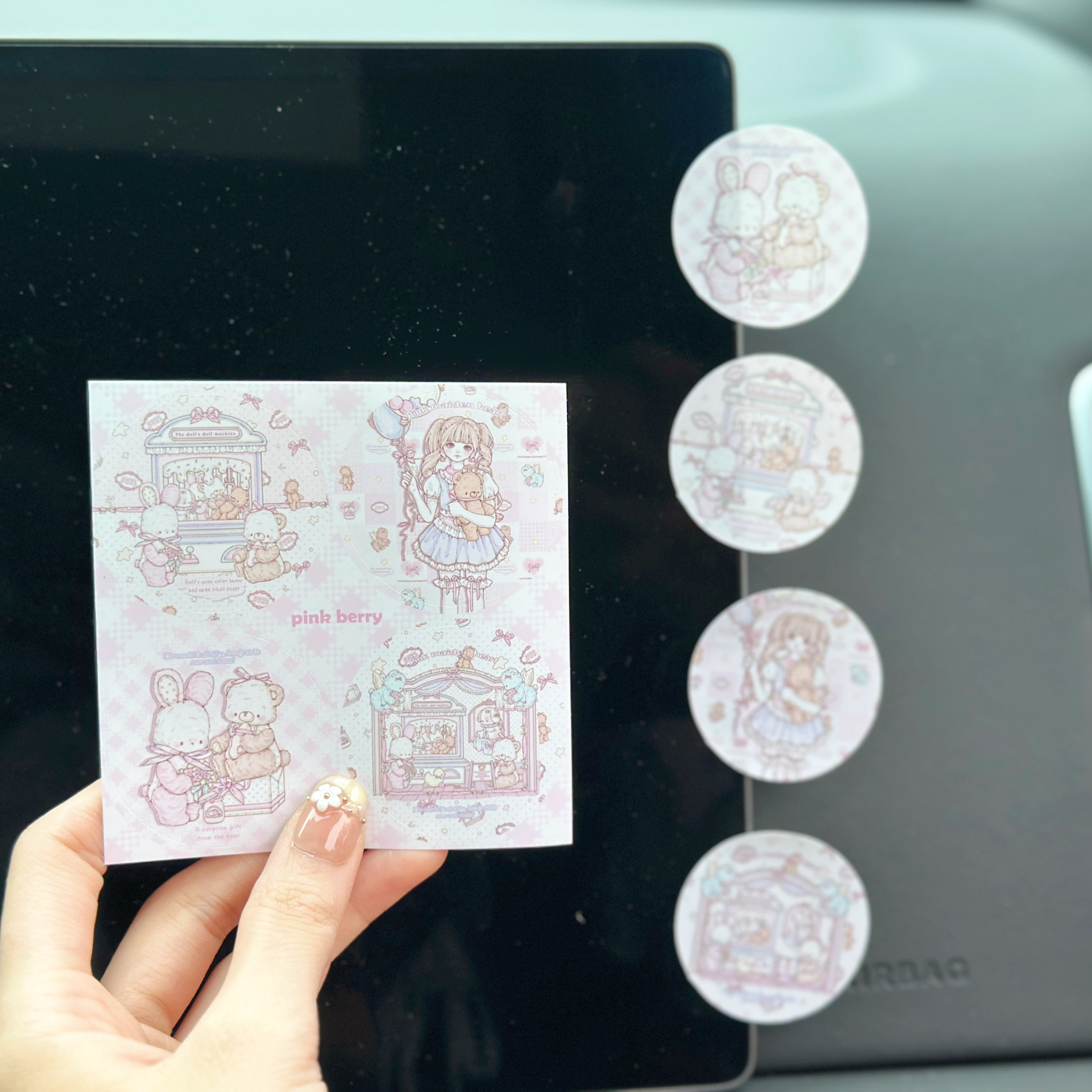 Pink berry原创设计气球女孩系列封口贴贴纸烘培包装出卡打包好物,淘宝优惠券,粉丝福利购,淘宝优惠卷