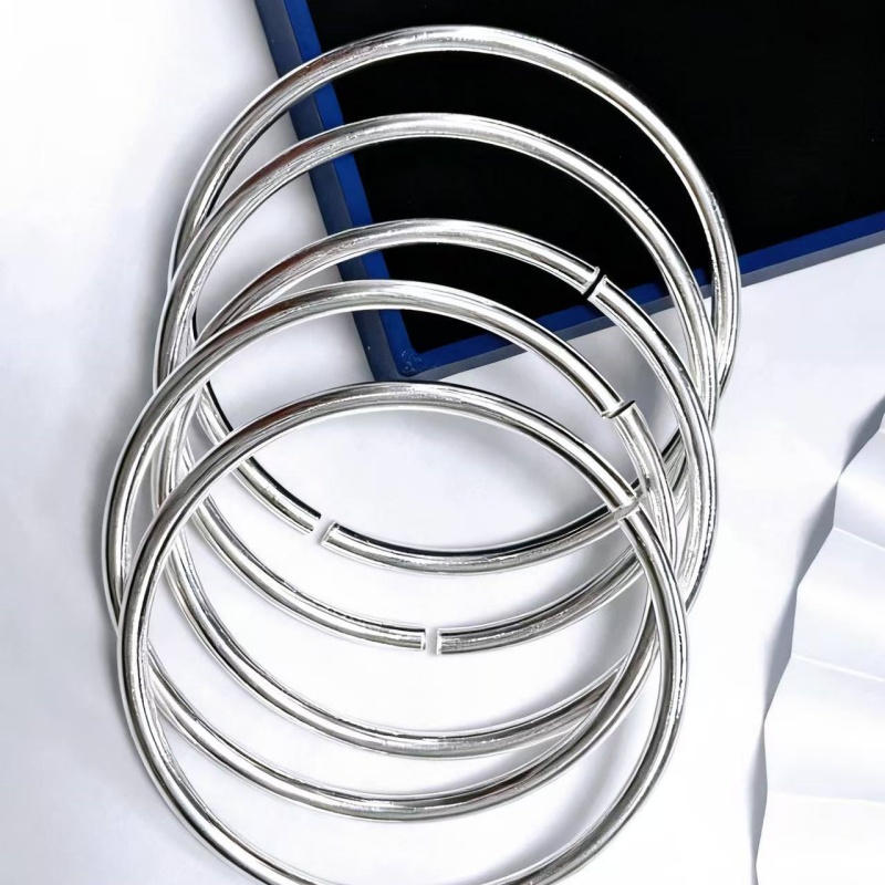 创富光面银手镯女纯银999素圈开口实心款银镯子送女友简约素银 - 图2