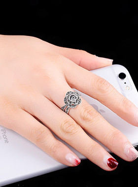 花朵纯银古风戒指手饰品