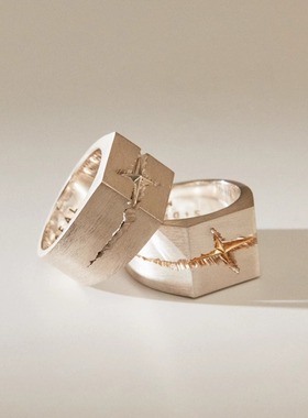 siderealmade中性银镶金日常戒指