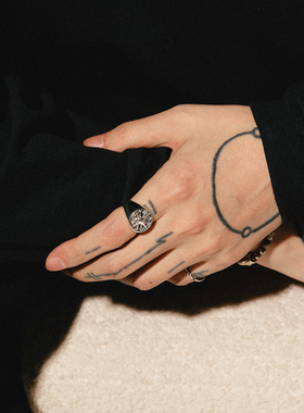 siderealmade十字星四叶草银戒指