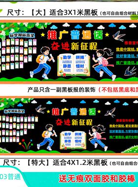 推广讲普通话写规范字主题黑板报教室走廊宣传材料班级装饰墙贴纸