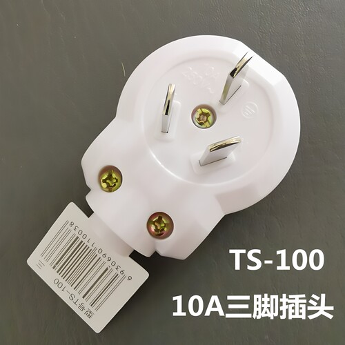 正品子弹头10A二极两脚插头/旋转插脚可转插三角插座TS-001/200 - 图1