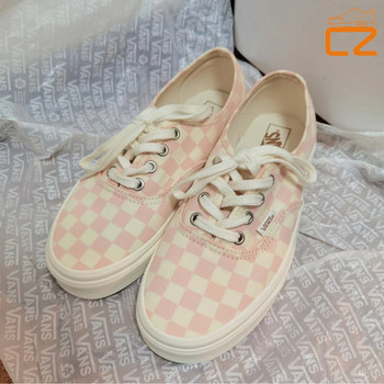 vans style36 aut brown and white tea milk tea pink and white checkerboard classic men and women's canvas low-top shoes