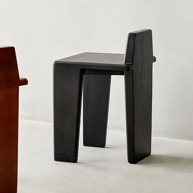 卢克凳中古实木凳子北欧设计餐凳家用侘寂风梳妆凳简约换鞋凳餐椅 - 图1