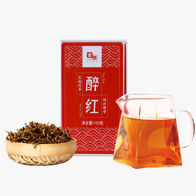 古陌茶叶云南凤庆滇红茶红茶茶叶2024年头春早春单芽醉红100克-图1