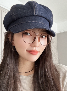八角帽街头休闲女秋季弯檐显脸小