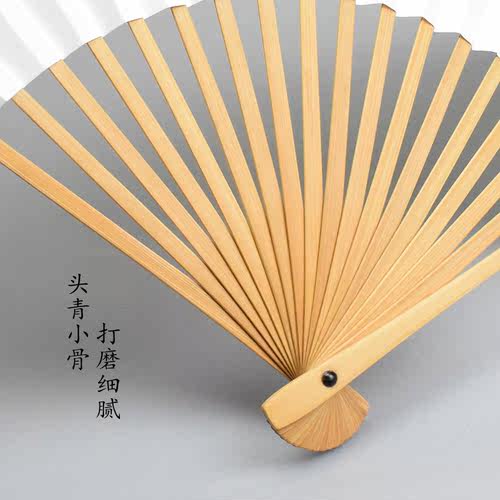 祥和扇坊老玉竹古方水滴葫芦和尚头文玩折扇水磨纯手工贴梁刮棱宓 - 图2