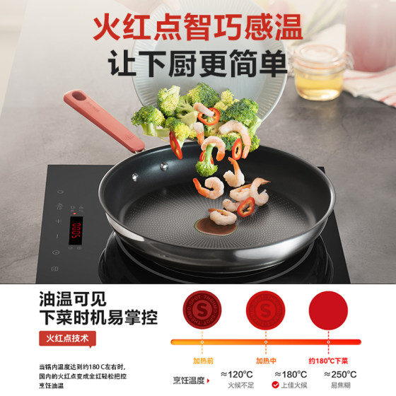 Fire red dot pan Supor poly oil base