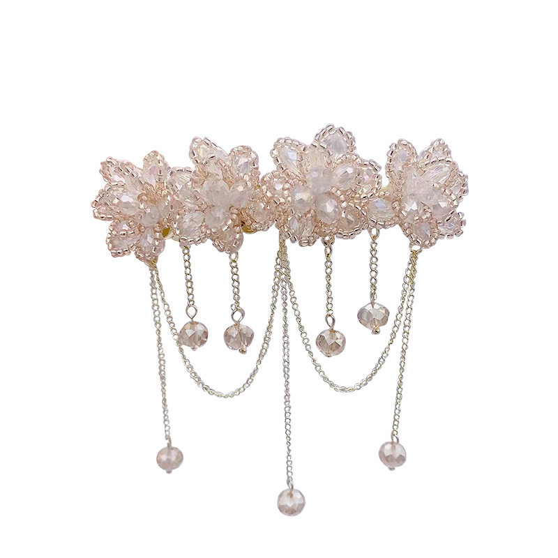 水晶流苏弹簧夹网红ins花朵发夹女合金一字夹头饰发饰套装后脑勺,淘宝优惠券,粉丝福利购,淘宝优惠卷