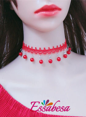 甜酷风红色系项链女神锁骨链本命年项坠甜美喜庆项圈婚礼新娘饰品