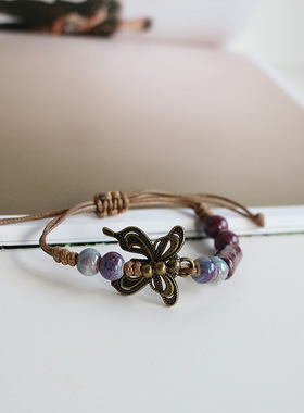 小红书同款手工编织蝴蝶女士饰品手链百搭气质独特小众清冷感现货