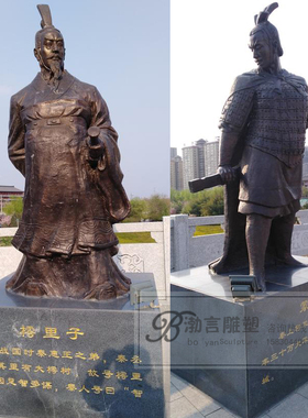 玻璃钢古代全身校园景观铜雕像