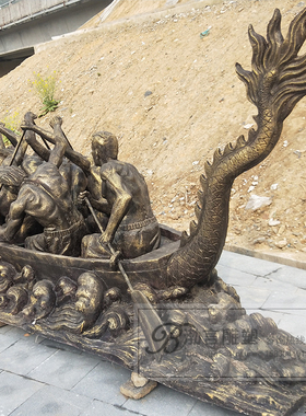 玻璃钢赛龙舟大型运动风景观小品