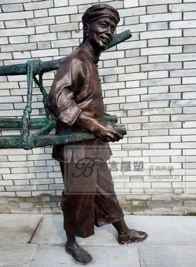 商业街人物渤言雕塑铜观赏复古