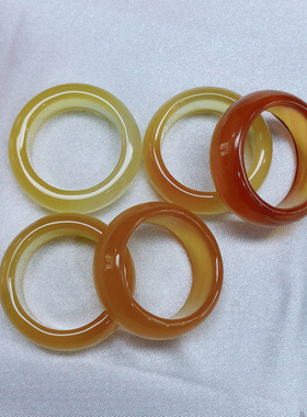 A904 天然玛瑙黄玉髓指环内疚19-20mm随机发货男款扳指跑环