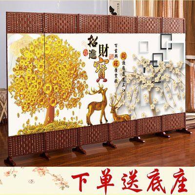 饭店餐厅包间屏风隔断墙办公遮挡简约现代折叠移动布艺中式平风帘 - 图0