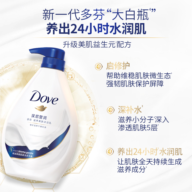 联合利华官方旗舰店【立即抢购】多芬深层+桃悦滋养保湿沐浴露男女士清洁680g*2瓶1