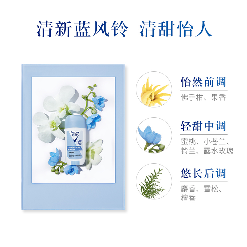 联合利华官方旗舰店【2件9折】舒耐蓝风铃爽身柔肤香体膏舒爽修护17g干爽去味净味2