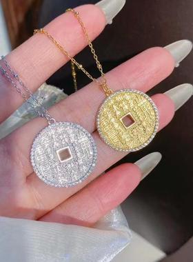 s925纯银山鬼钱项链新中式