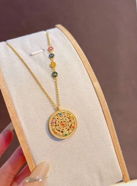 S925纯银古法八宝罗盘双面可戴