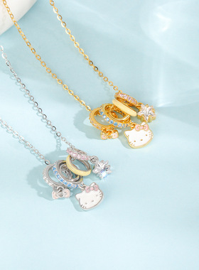 KT猫多巴胺环扣项链女毛衣链