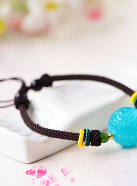 天河石编绳回纹珠手链