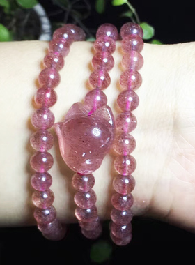 天然手链草莓晶狐狸手链草莓晶手链