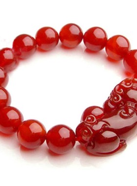 天然红玛瑙貔貅手链