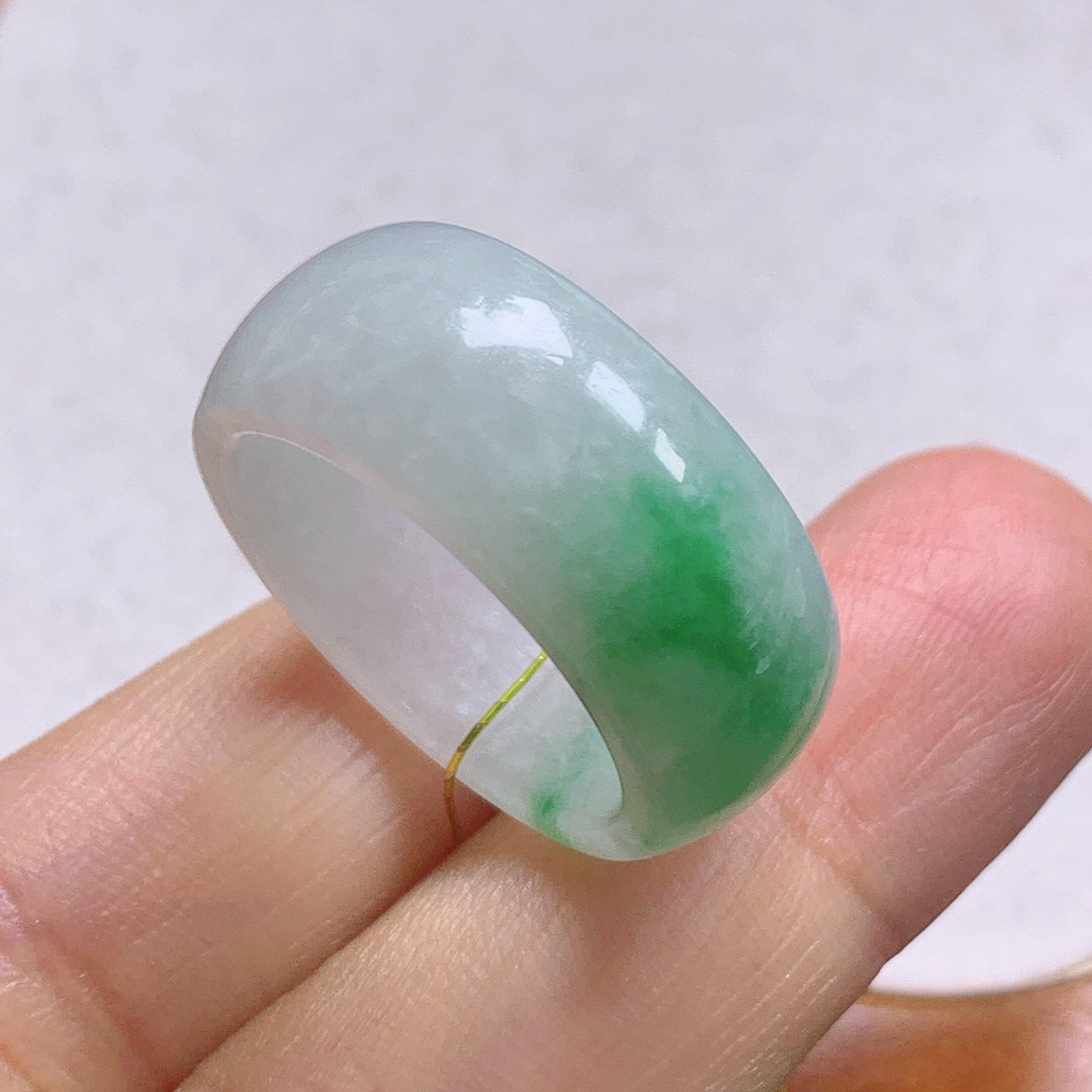 No. 16-17 Myanmar natural A-grade jade T1157 inner diameter 18.3-9.8-3.6mm green tire ring