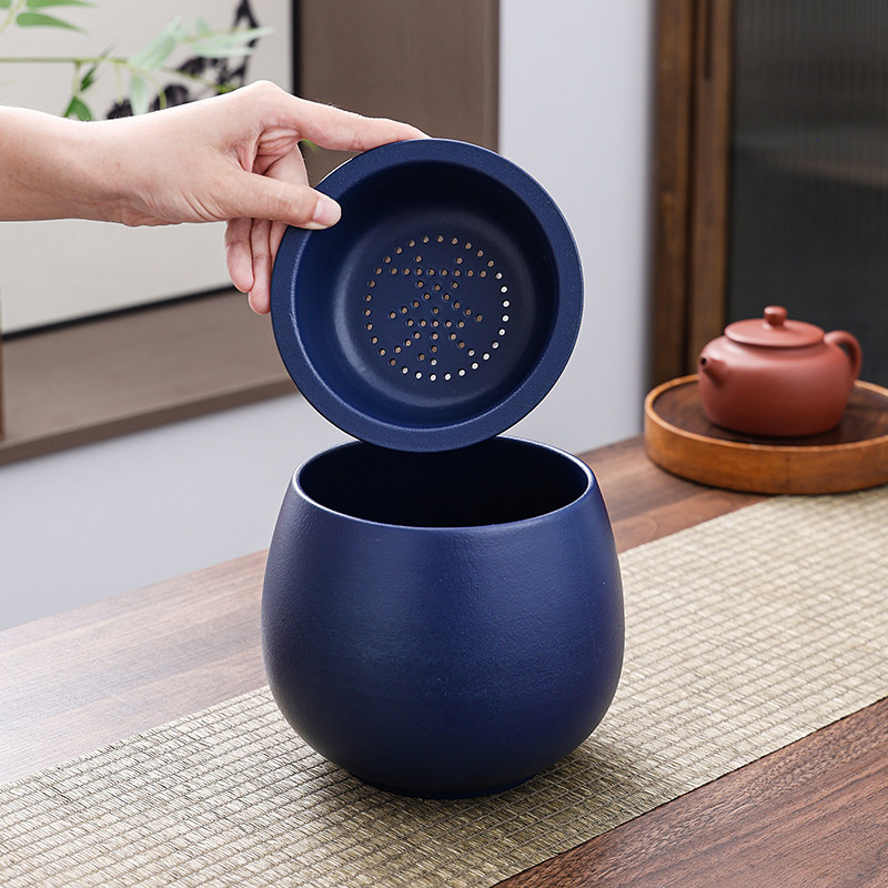 陶瓷茶渣缸茶水分离桌面家用带过滤盖建水盂废水桶烟灰缸茶具配件,淘宝优惠券,粉丝福利购,淘宝优惠卷